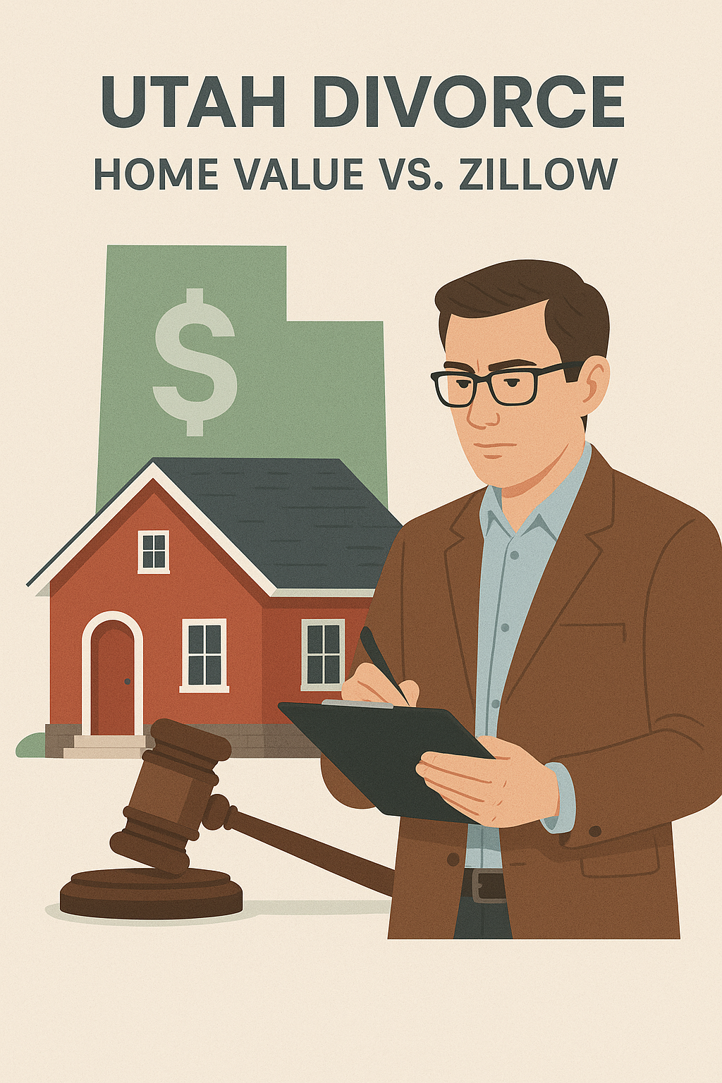 Certified appraiser evaluating a Utah home for divorce case property division